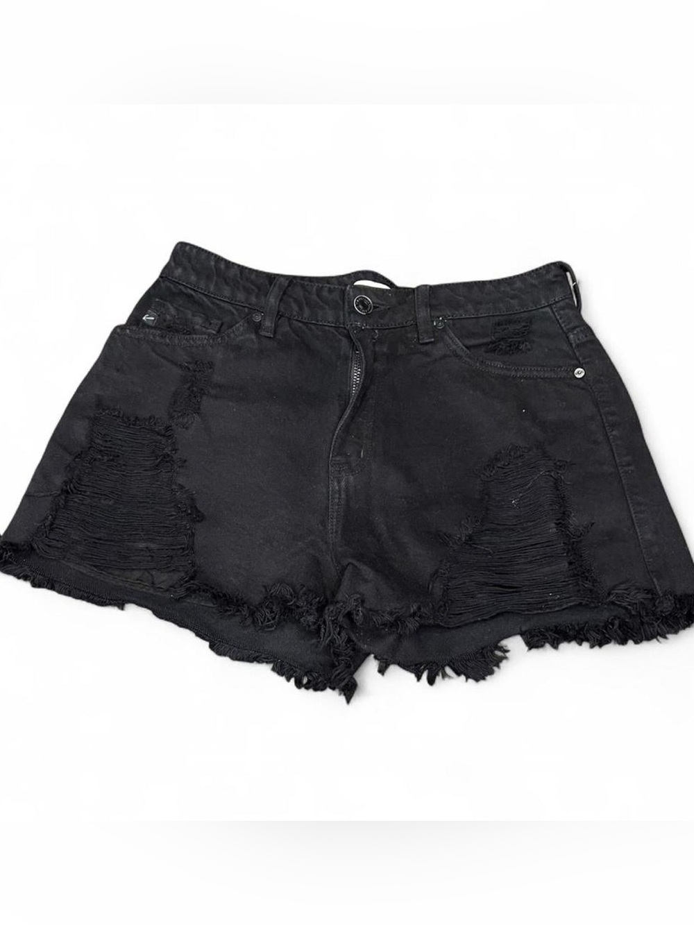 KanCan Black Distressed Denim Women's Shorts